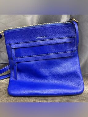 Vera Bradley Blue Leather Crossbody Bag Floral Lining